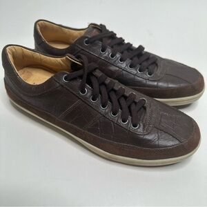 Martin Dingman Austin Brown Alligator Grain Leather Sneakers Size 8.5